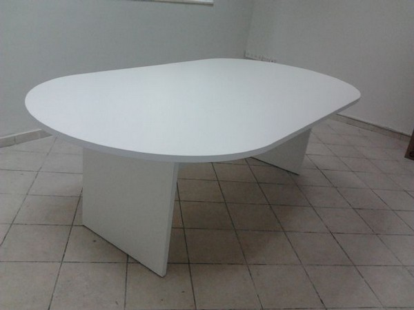 שולחן ישיבות אליפסה לבן במידה 240X120